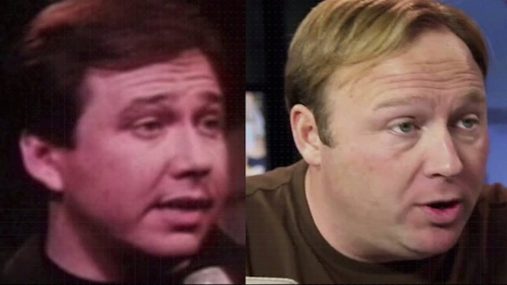 Bill Hicks on left and Alex Jones on right, looking nearly identical