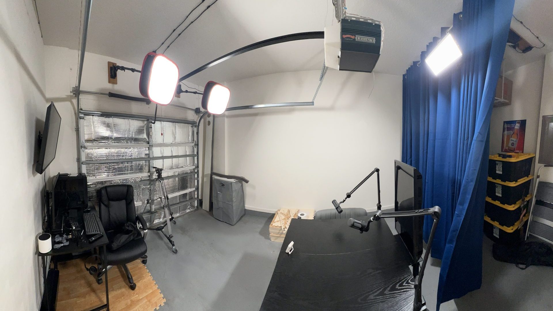 Garage being converted into podcast studio