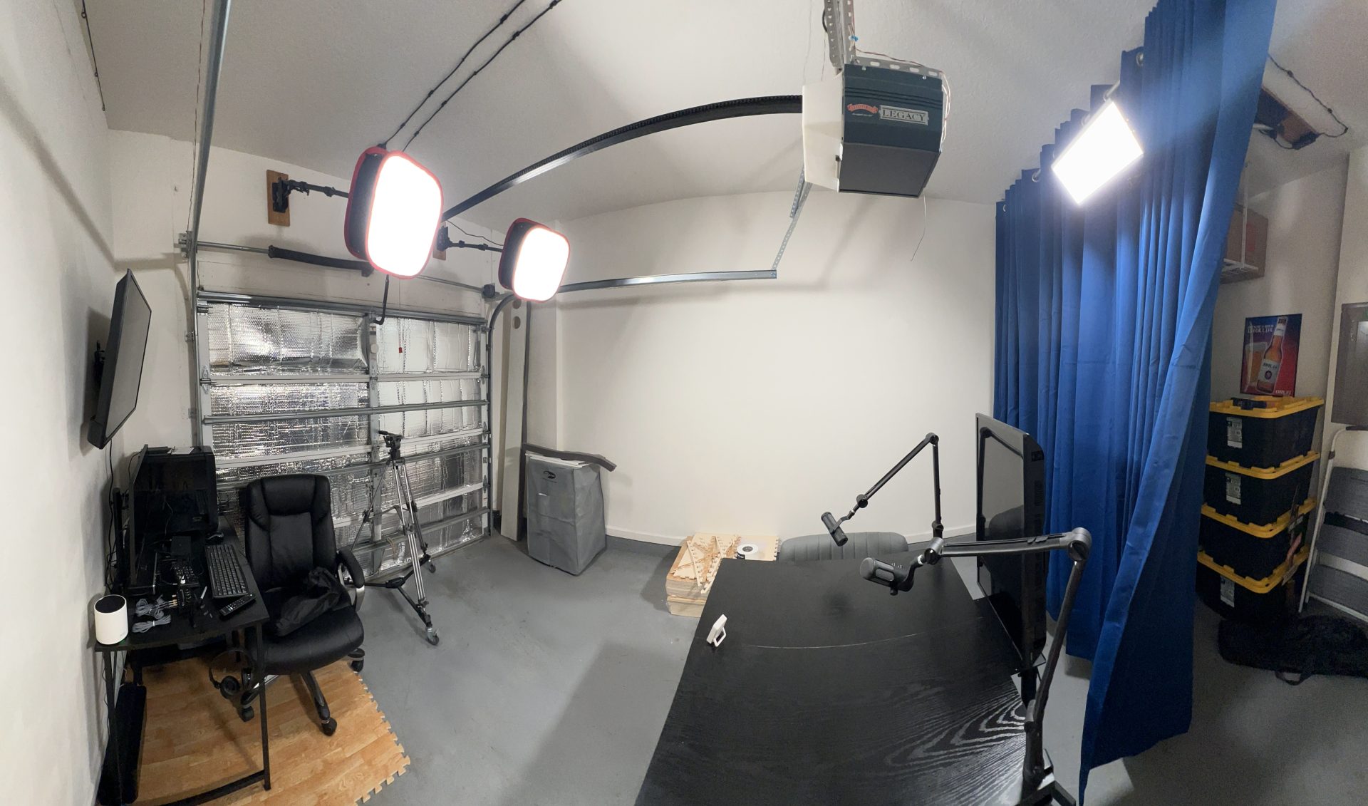 Garage being converted into podcast studio